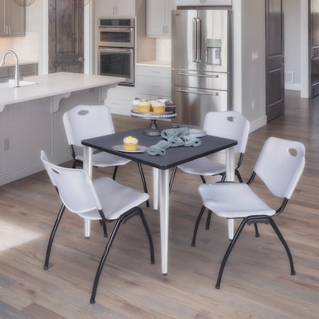 Regency Kahlo Square Table & Chair Sets, 30 W, 30 L, 29 H, Wood, Metal, Plastic Top, Grey TPL3030GYCM47GY